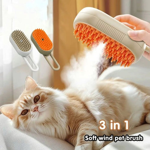 3-in-1 Steam Pet Brush – Groom, Clean & Massage