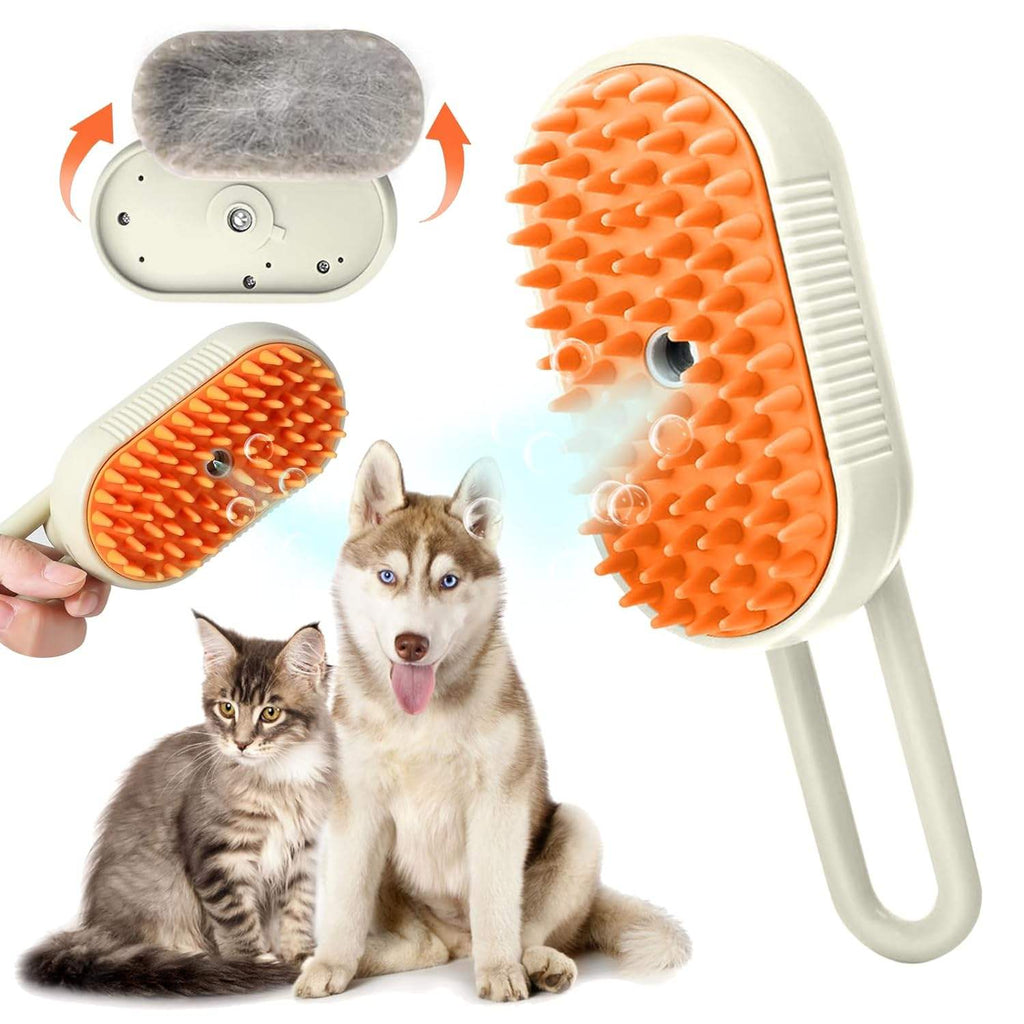 3-in-1 Steam Pet Brush – Groom, Clean & Massage