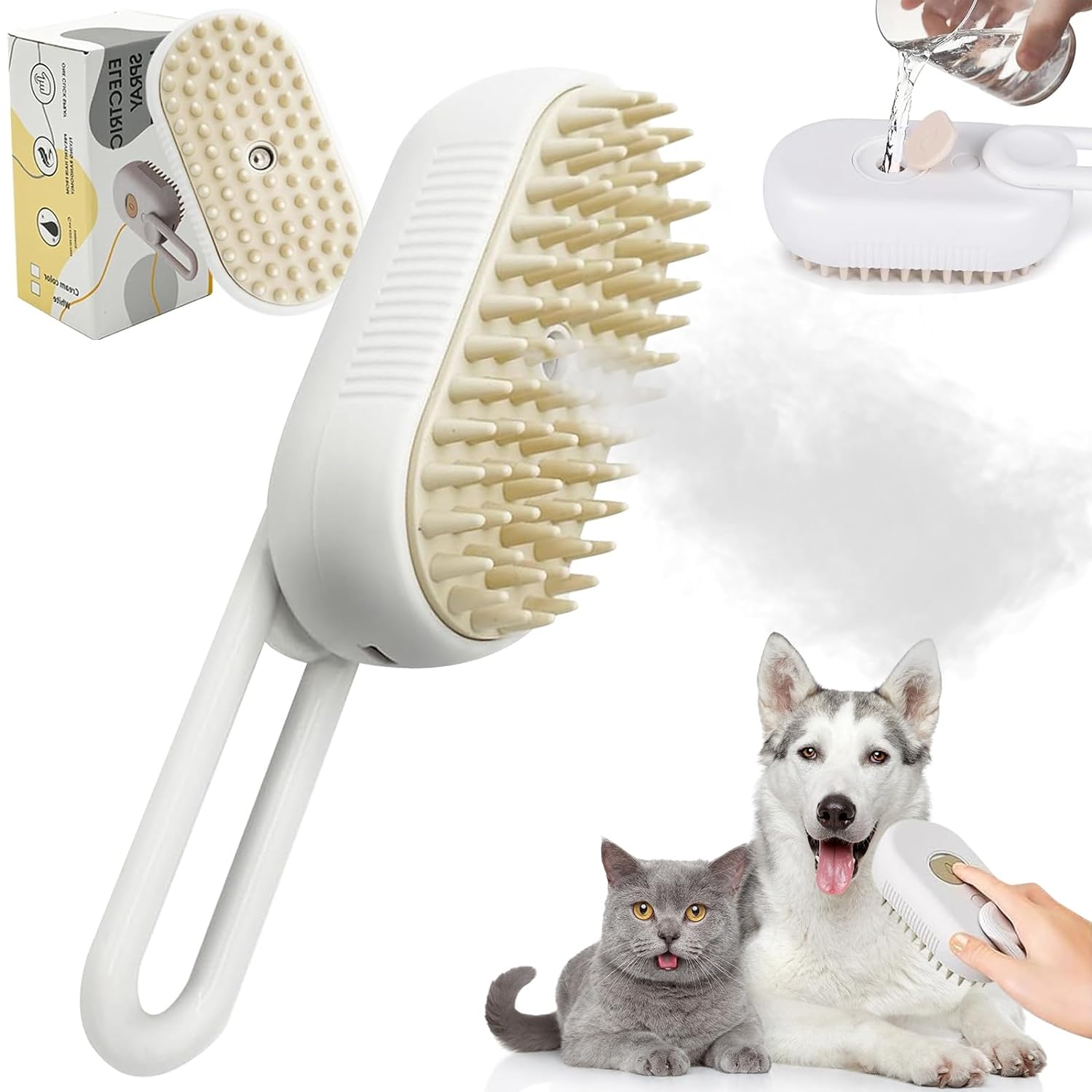 3-in-1 Steam Pet Brush – Groom, Clean & Massage