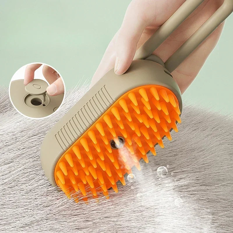 3-in-1 Steam Pet Brush – Groom, Clean & Massage
